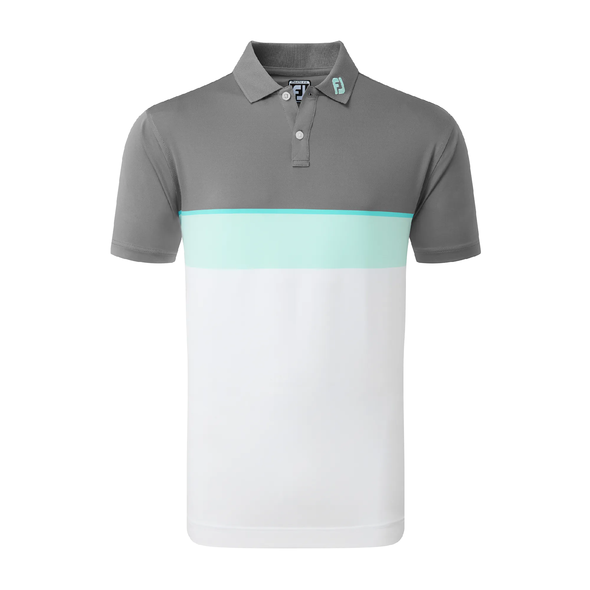 2023 FootJoy Mens Colour Theory Polo - Lava / Aqua Surf / White