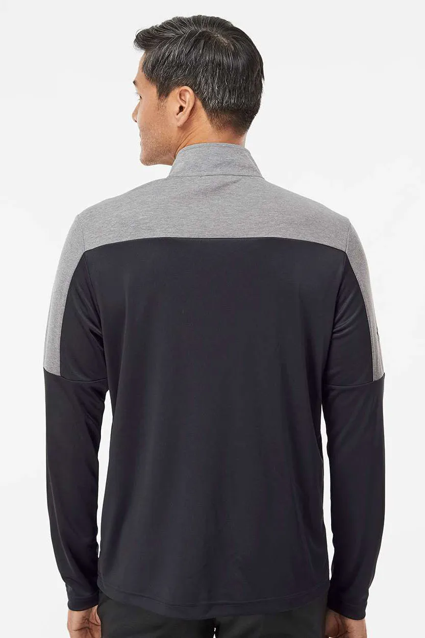 Adidas Mens Moisture Wicking 1/4 Zip Sweatshirt - Black/Grey Melange - NEW