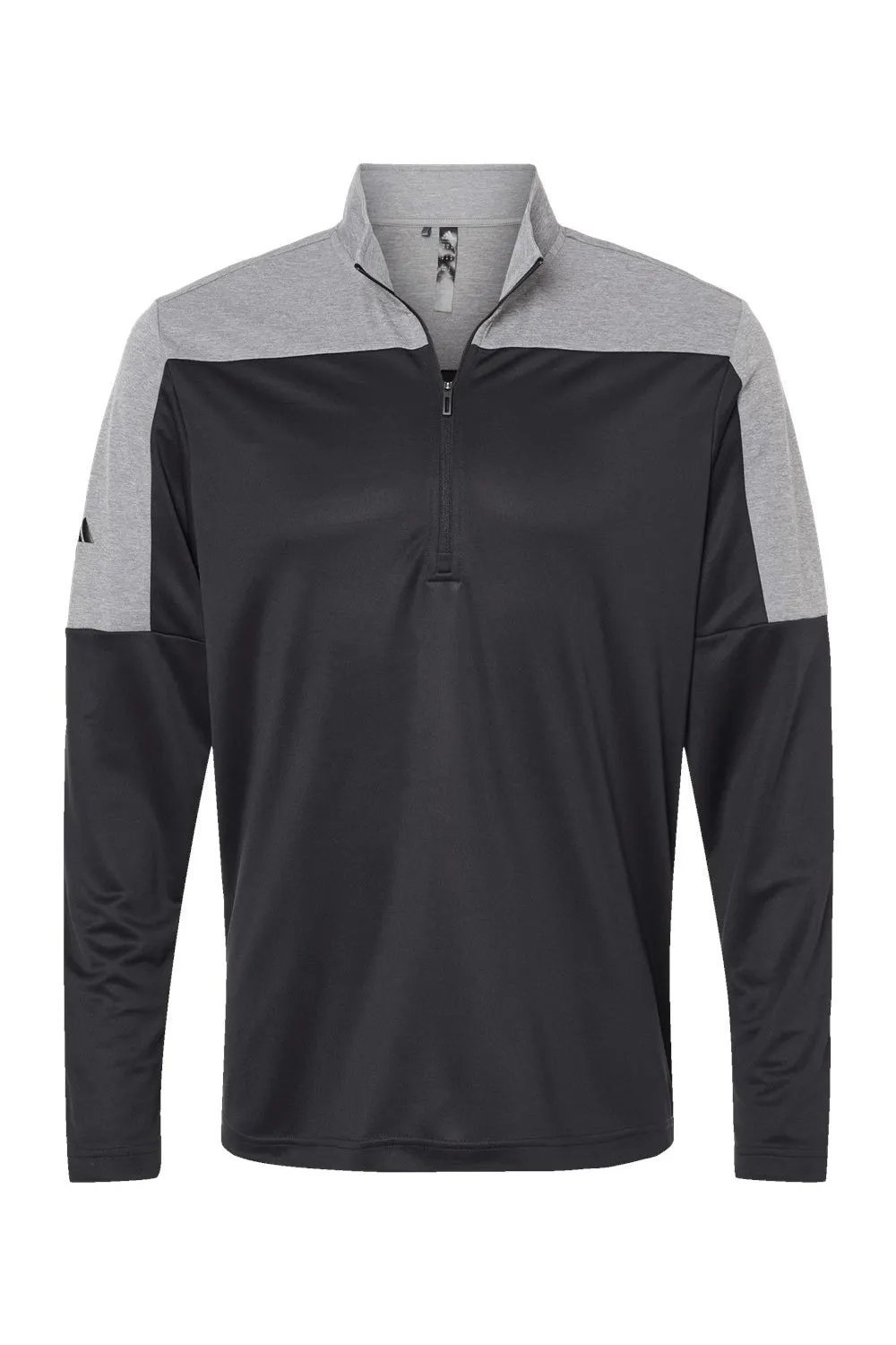 Adidas Mens Moisture Wicking 1/4 Zip Sweatshirt - Black/Grey Melange - NEW