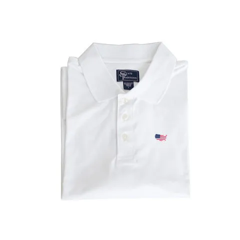 America Traditional Clubhouse Performance Polo White