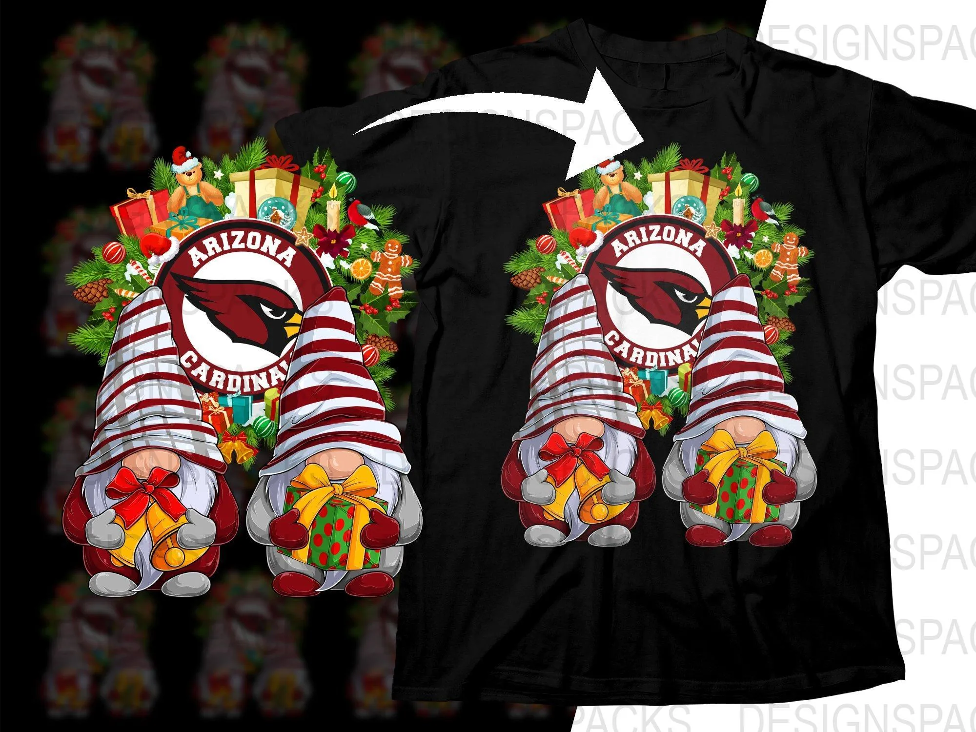 Arizona Cardinals Christmas Gnomes Graphic Png Digital Download