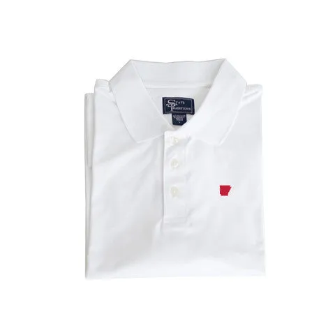 Arkansas Fayetteville Clubhouse Performance Polo White