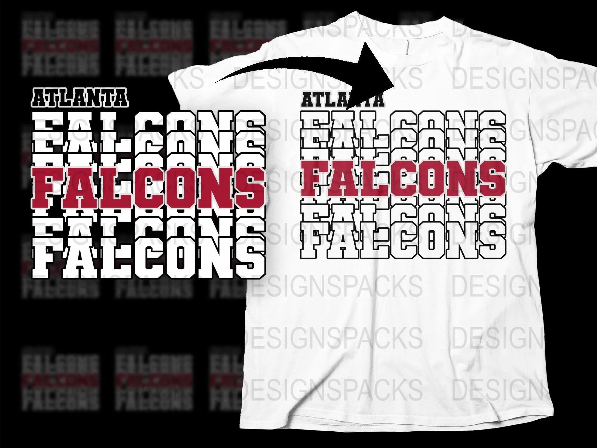 Atlanta Falcons Bold Text Graphic Png Digital Download