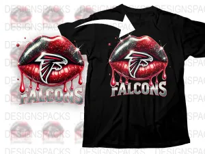 Atlanta Falcons Dripping Lips Graphic Design Png Digital Download