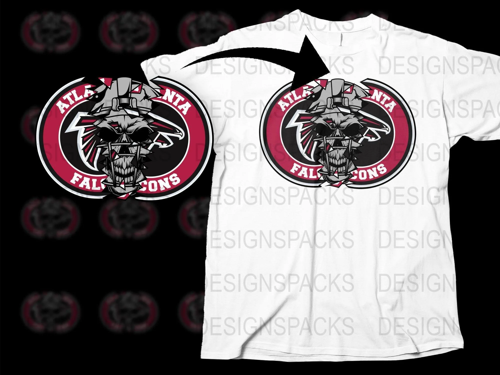 Atlanta Falcons Skull Design Graphic Png Digital Download