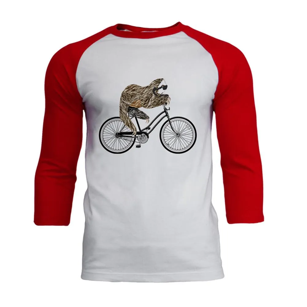 Bicycle Sloth Mens Soft Raglan T Shirt