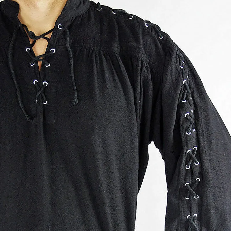 Black Pirate / Medieval Shirt - Soft Cotton