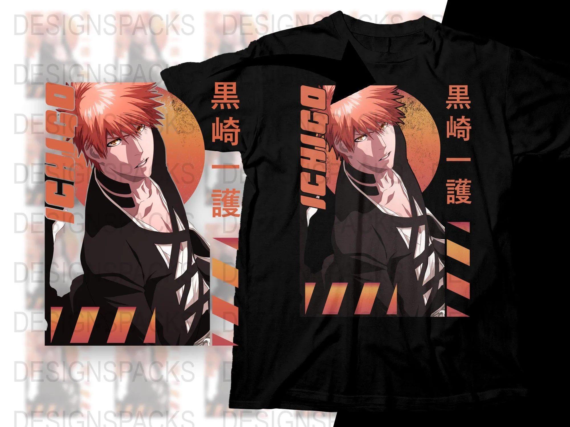 Bold Graphic Design Ichigo Kurosaki Anime Png Digital Download