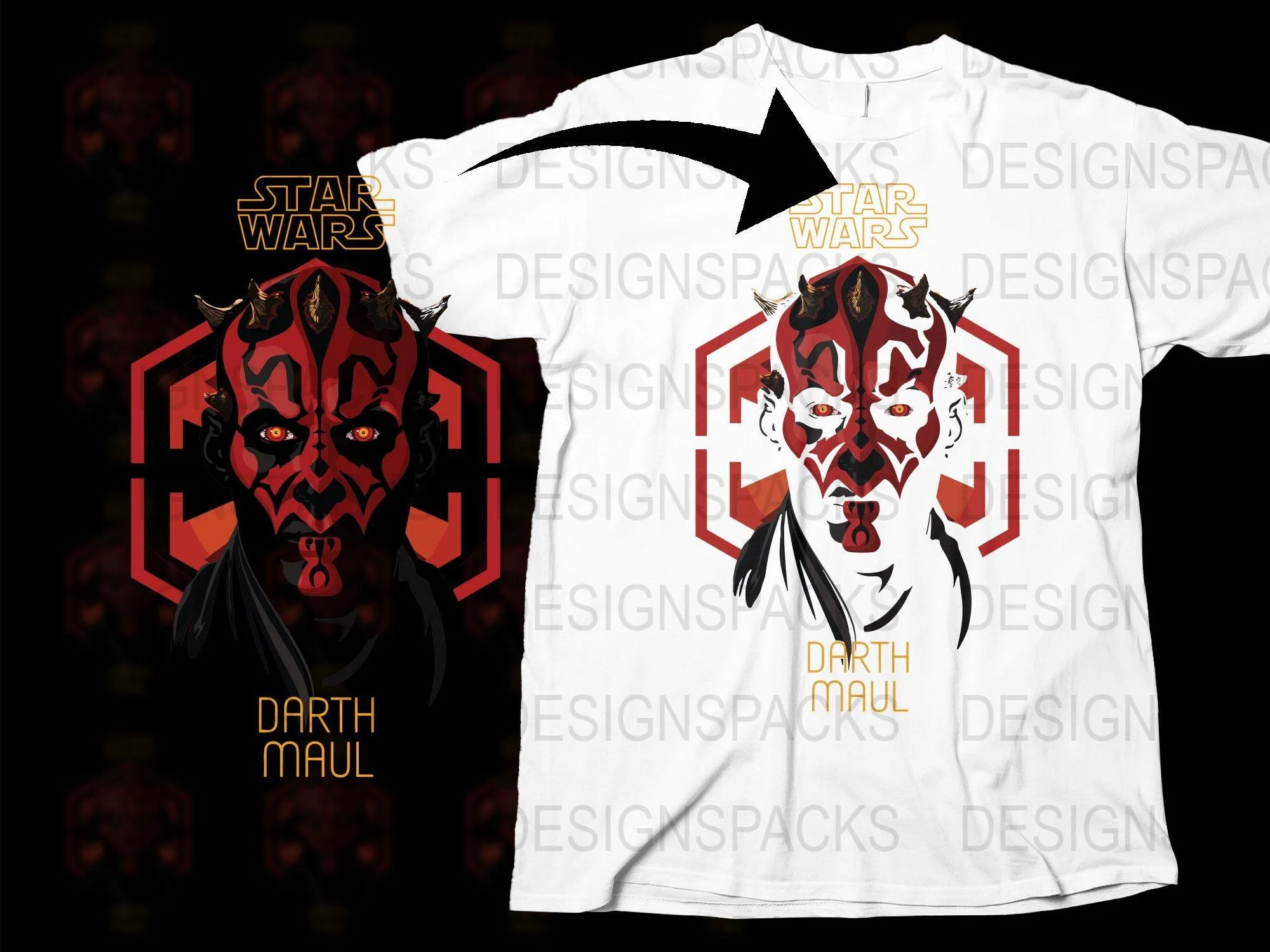 Bold Graphic Star Wars Darth Maul Character Png Digital Download