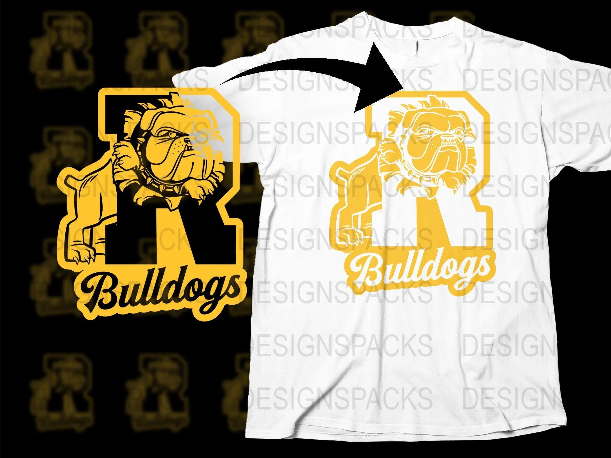 Bold Retro Bulldogs Graphic Design Png Digital Download