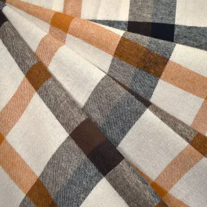 Bold Squared Plaid Cotton Flannel Shirting Cream/Cinnamon SY