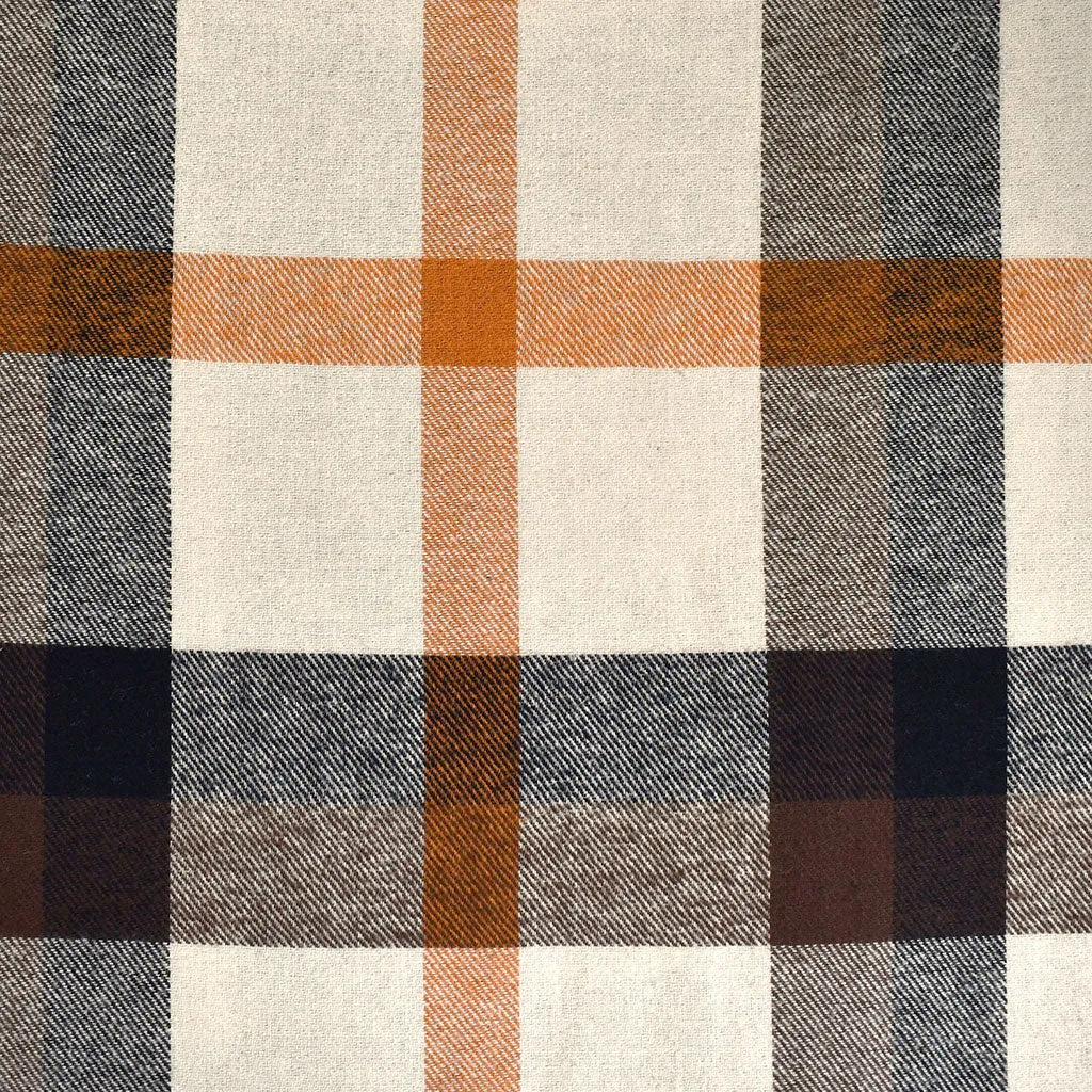 Bold Squared Plaid Cotton Flannel Shirting Cream/Cinnamon SY