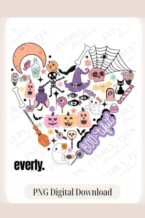 Boo-tiful Heart Halloween Design PNG Download