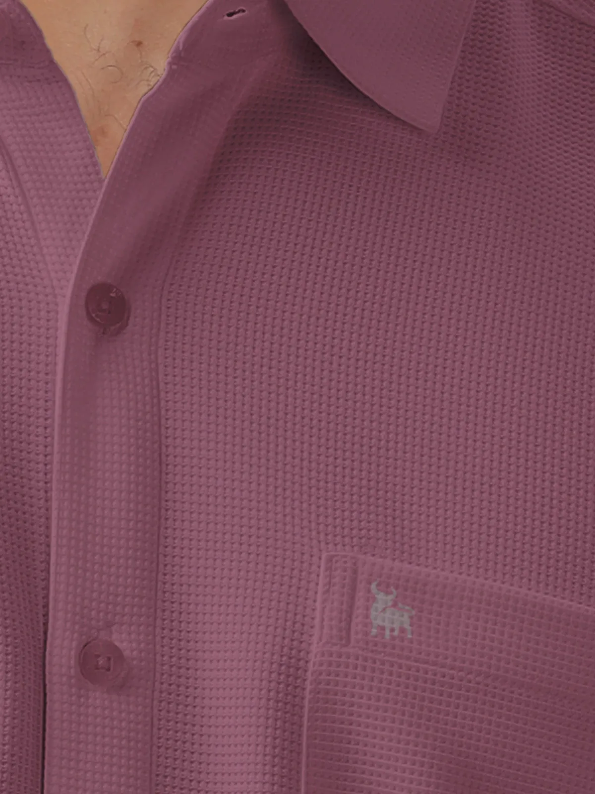 BULLMER Purple Trendy Regular Fit Textured Solid Fabric Causal Crochet Shirt For Men