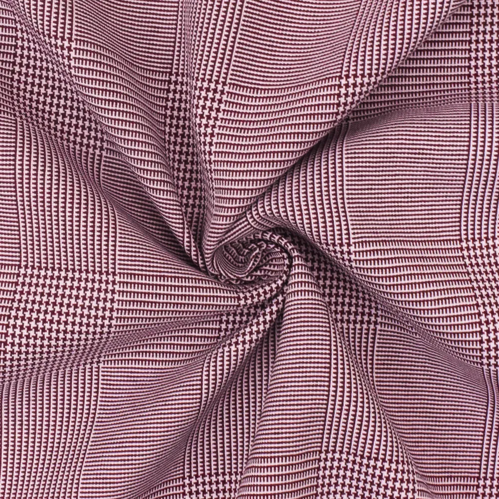 Classic Red-White Plaid Poly Glen Plaid Woven Fabric
