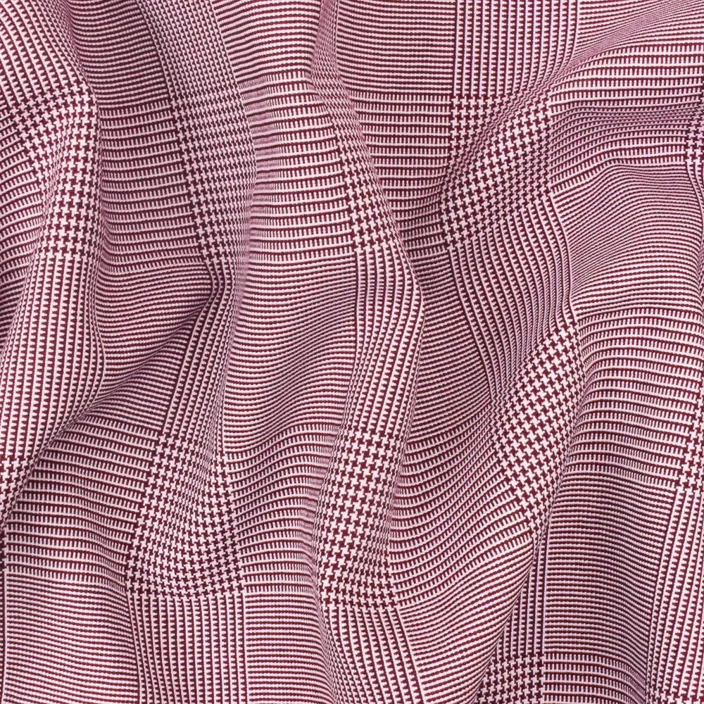 Classic Red-White Plaid Poly Glen Plaid Woven Fabric