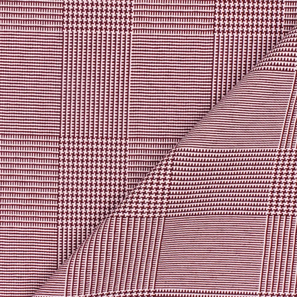 Classic Red-White Plaid Poly Glen Plaid Woven Fabric