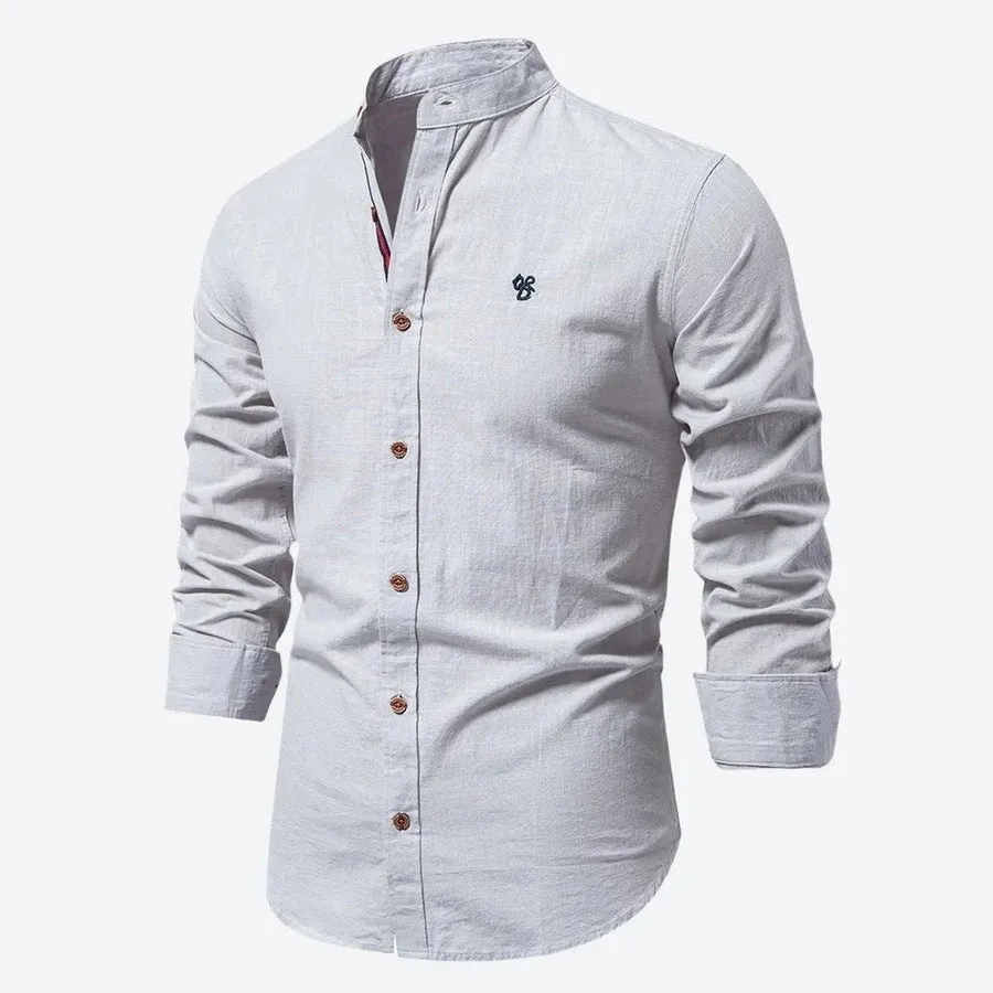 Classic Stand Collar Button-Up Shirts