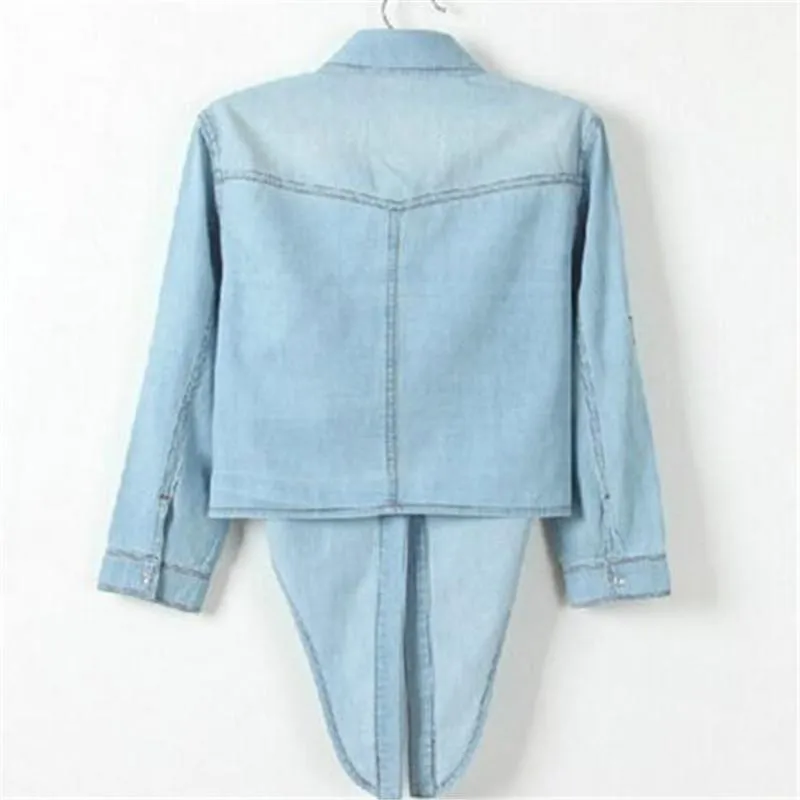 Cropped sleeves Denim Shirts (US 6-16)