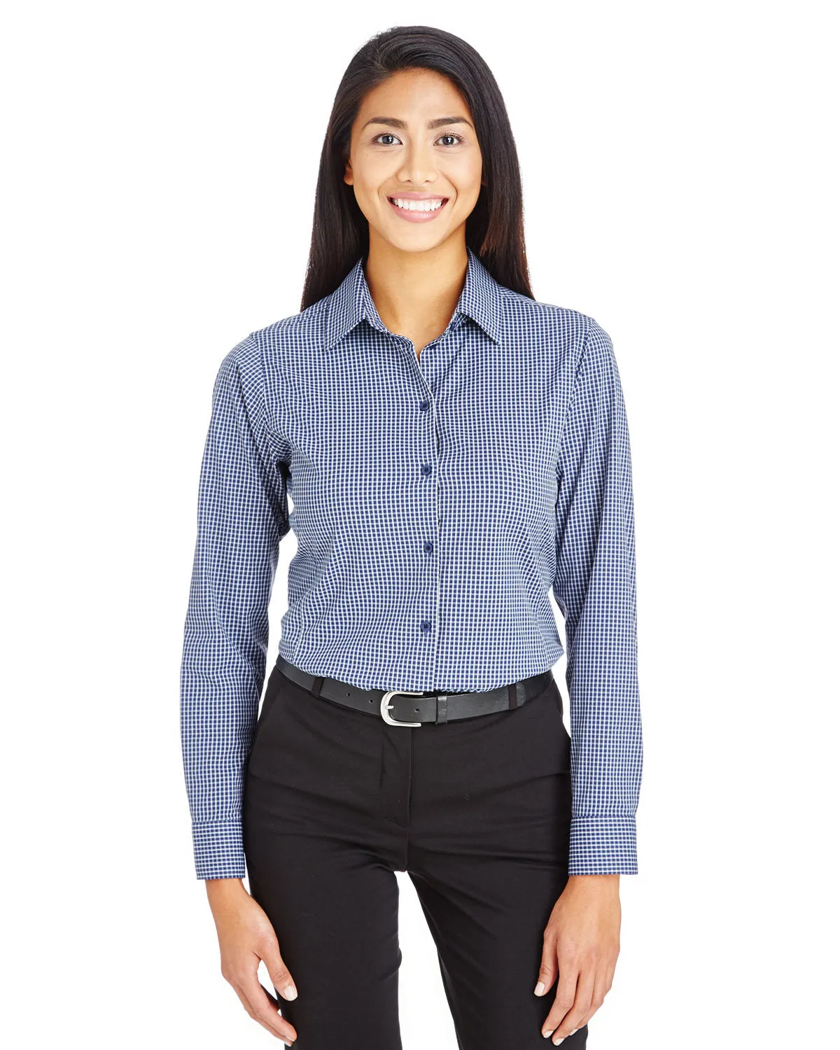 Crownlux Performance ladies Tonal Mini Check Woven Shirt