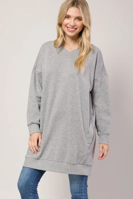 DS TIER 1 Oversized V Neck Sweatshirt Pullover Tunic