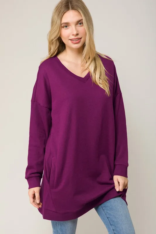 DS TIER 1 Oversized V Neck Sweatshirt Pullover Tunic