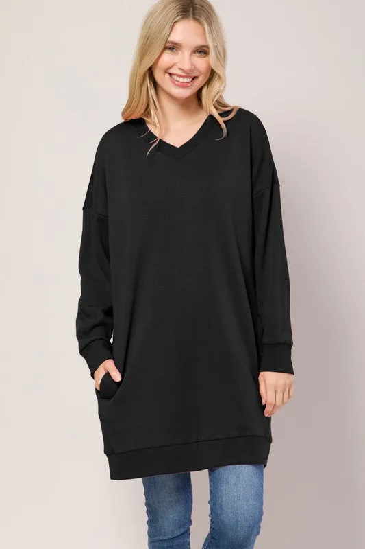 DS TIER 1 Oversized V Neck Sweatshirt Pullover Tunic