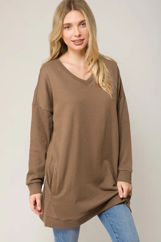 DS TIER 1 Oversized V Neck Sweatshirt Pullover Tunic