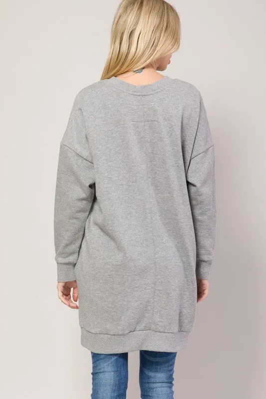 DS TIER 1 Oversized V Neck Sweatshirt Pullover Tunic