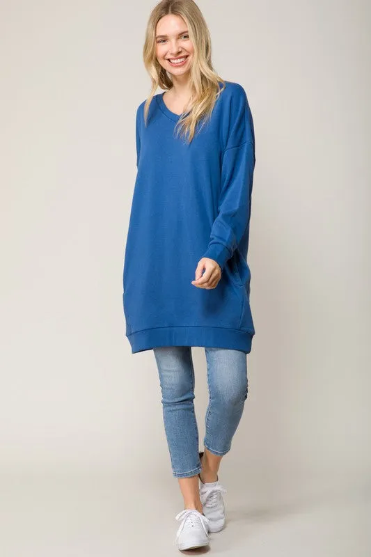 DS TIER 1 Oversized V Neck Sweatshirt Pullover Tunic