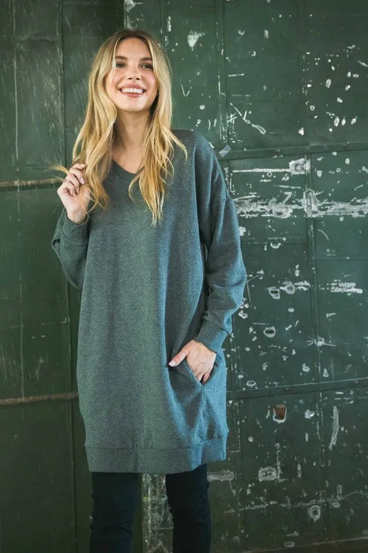 DS TIER 1 Oversized V Neck Sweatshirt Pullover Tunic