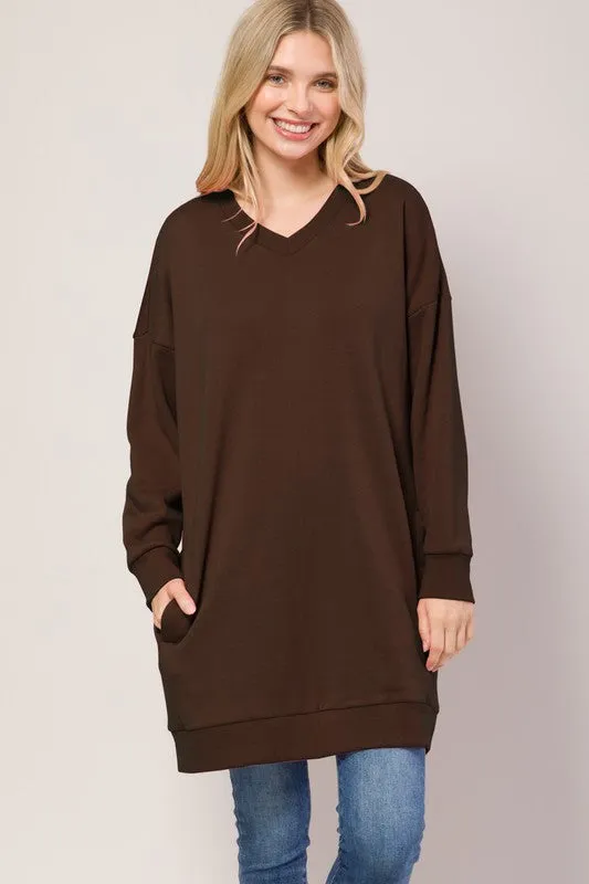 DS TIER 1 Oversized V Neck Sweatshirt Pullover Tunic