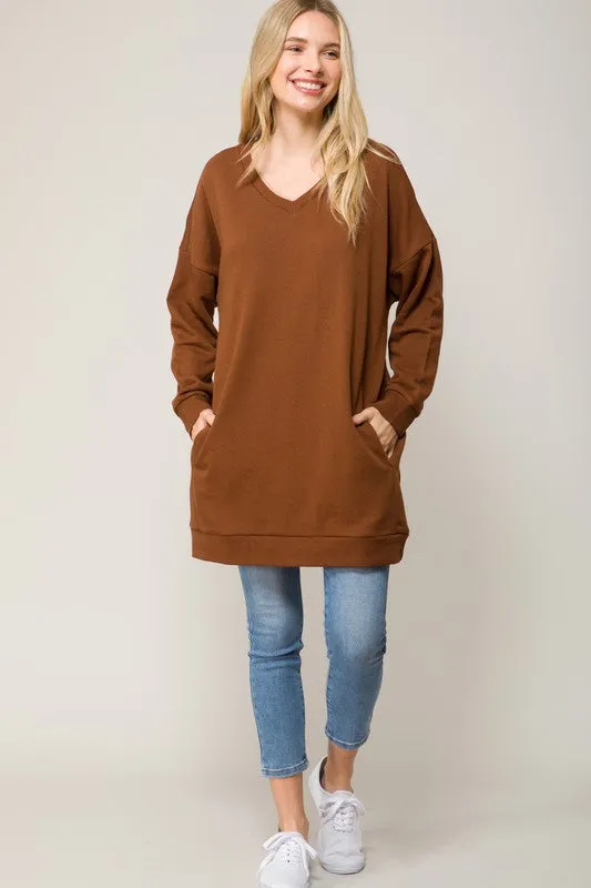 DS TIER 1 Oversized V Neck Sweatshirt Pullover Tunic