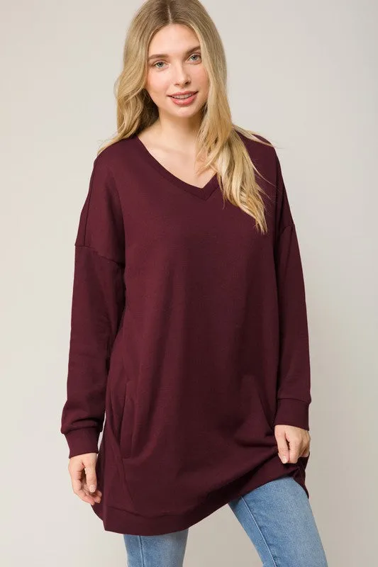 DS TIER 1 Oversized V Neck Sweatshirt Pullover Tunic