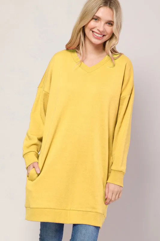 DS TIER 1 Oversized V Neck Sweatshirt Pullover Tunic
