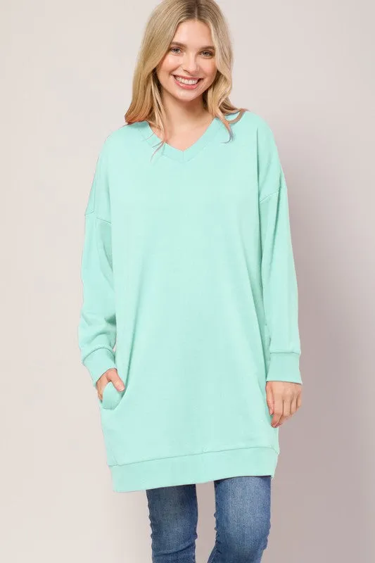 DS TIER 1 Oversized V Neck Sweatshirt Pullover Tunic