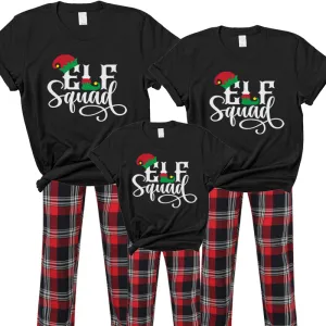 Elf Squad Christmas Yuletide Pyjama Tee & Pant Set- Black
