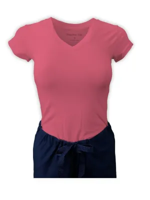 Flexibilitee Women's V-Neck Short Sleeve Tee | Pink Lemonade