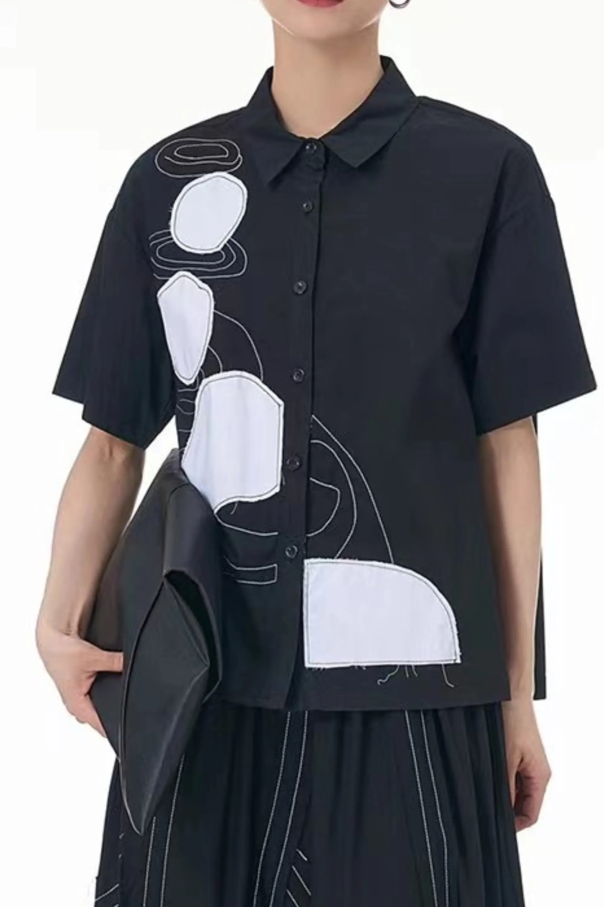 Galaxy Black Oversized Patch Shirt