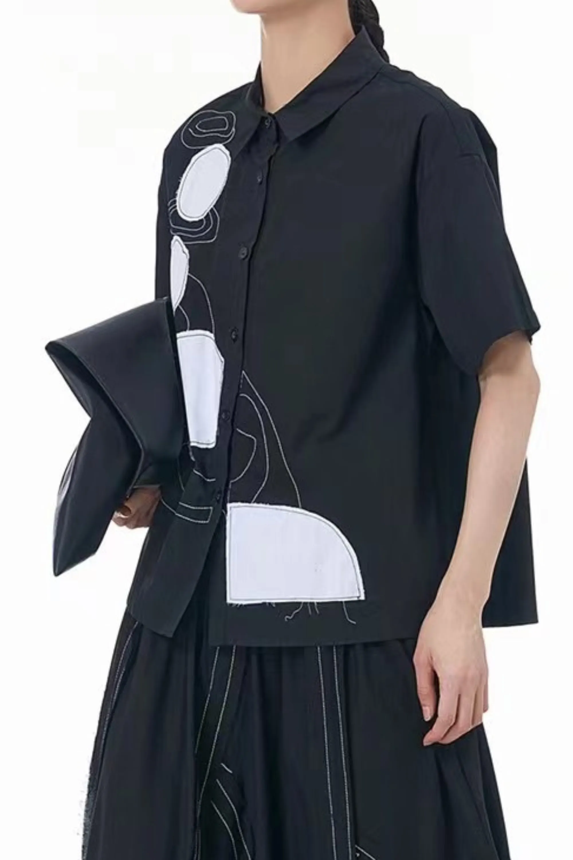 Galaxy Black Oversized Patch Shirt