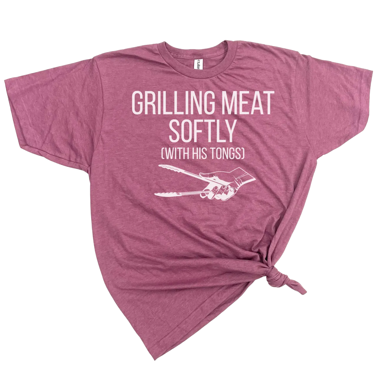 GRILLING MEAT SOFTLY WITH HIS TONGS T-SHIRT