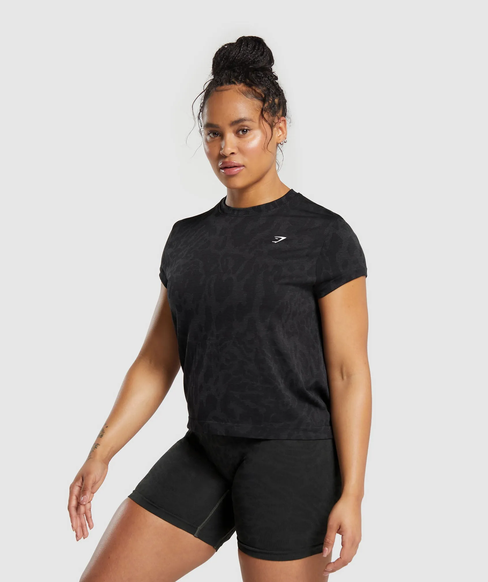 Gymshark Adapt Safari Seamless T-Shirt - Black/Asphalt Grey
