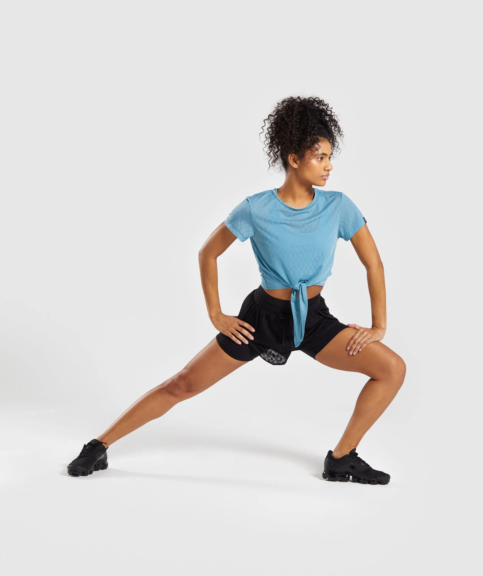 Gymshark Geo Mesh Two In One Top - Dusky Teal