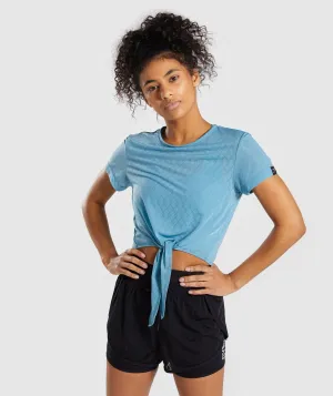 Gymshark Geo Mesh Two In One Top - Dusky Teal