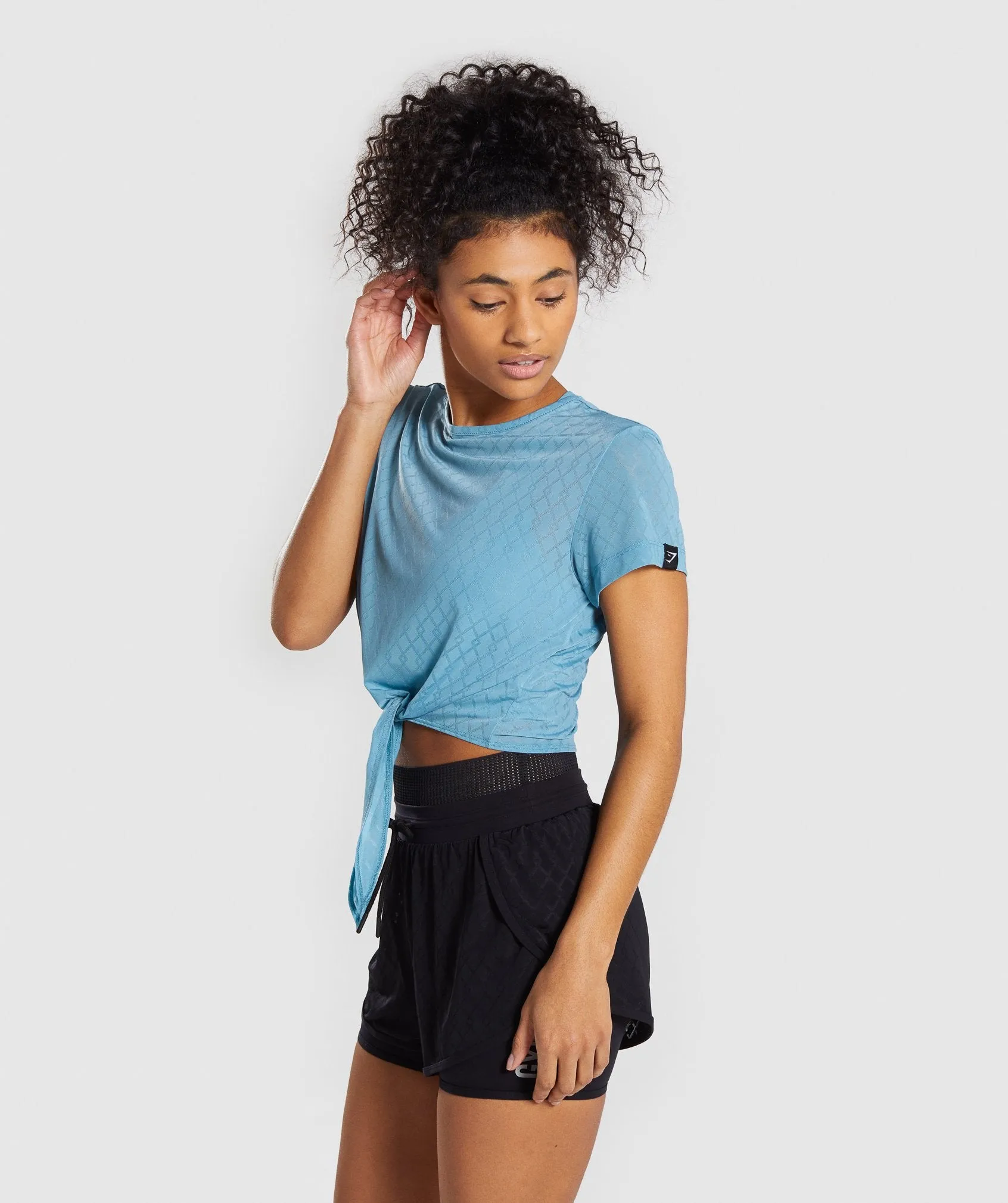 Gymshark Geo Mesh Two In One Top - Dusky Teal