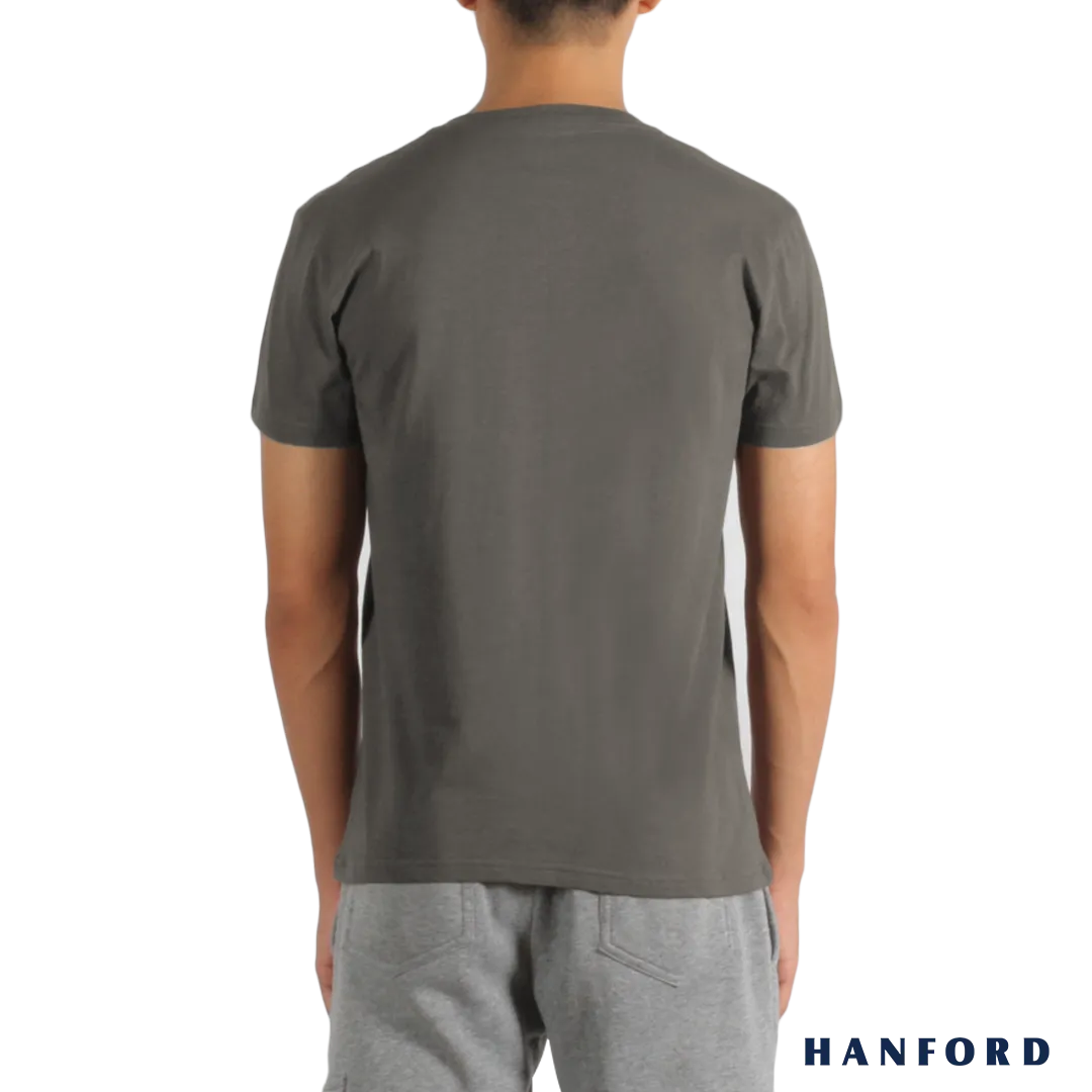 Hanford iCE Men 100% Cotton V-Neck Modern Fit Short Sleeves Shirt - Steel (Single Pack)