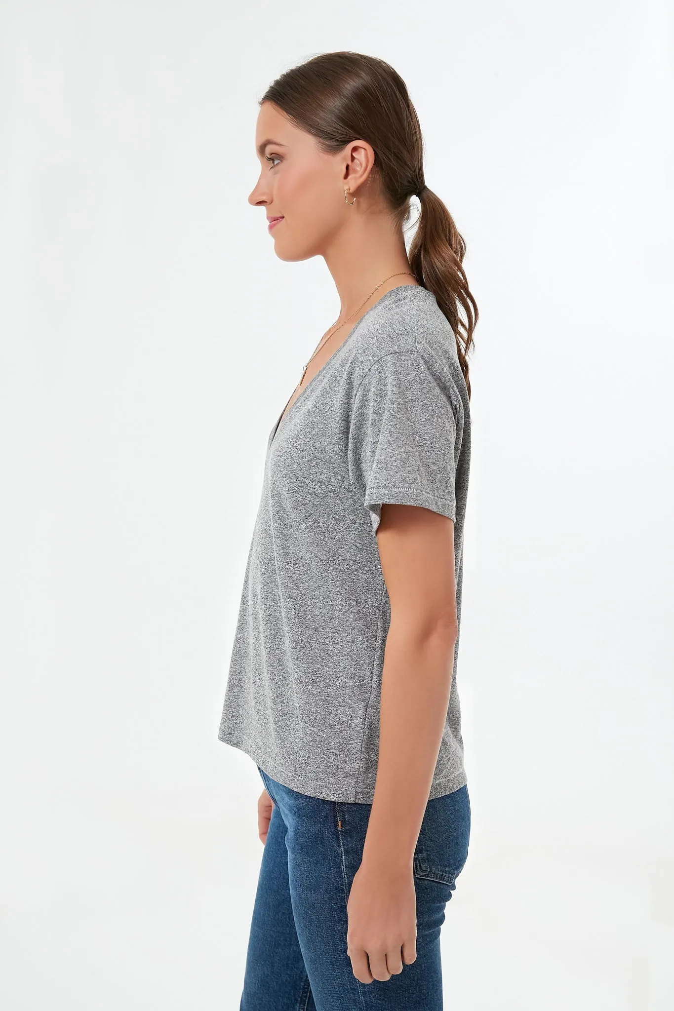 Heather Grey V Neck Tee