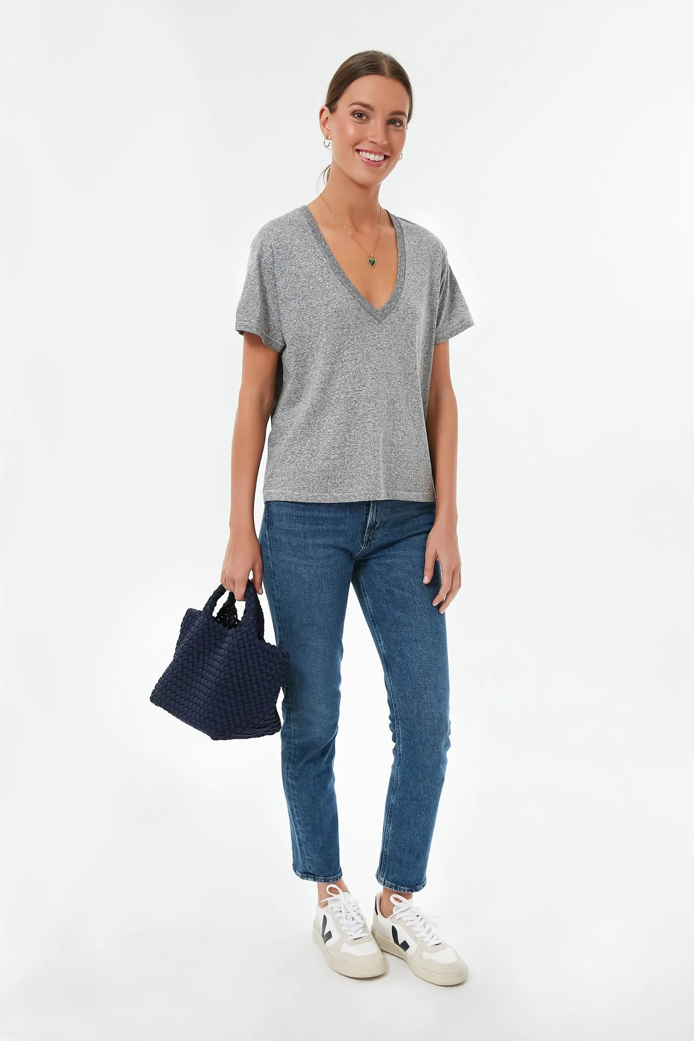 Heather Grey V Neck Tee
