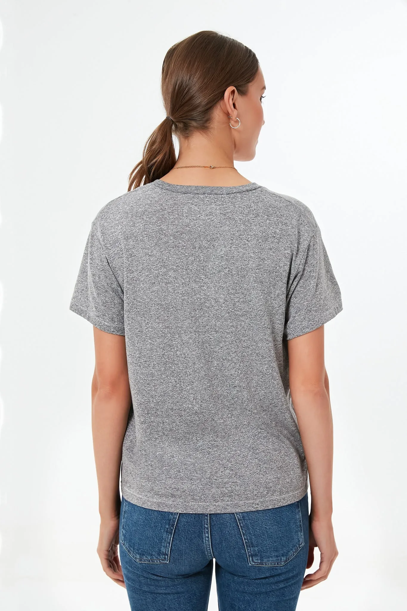 Heather Grey V Neck Tee