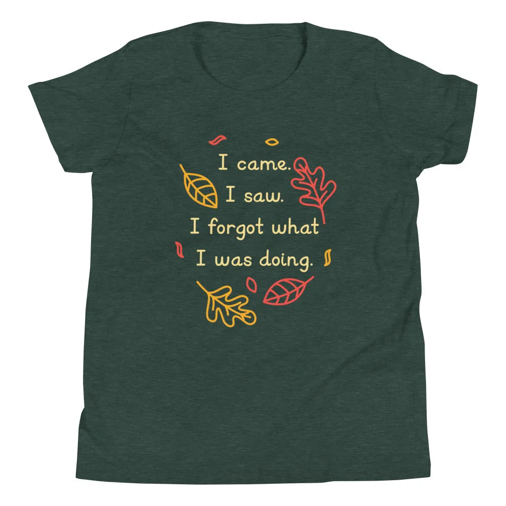 I Came. I Saw. I Forgot What I Was Doing. Kid's Youth Tee
